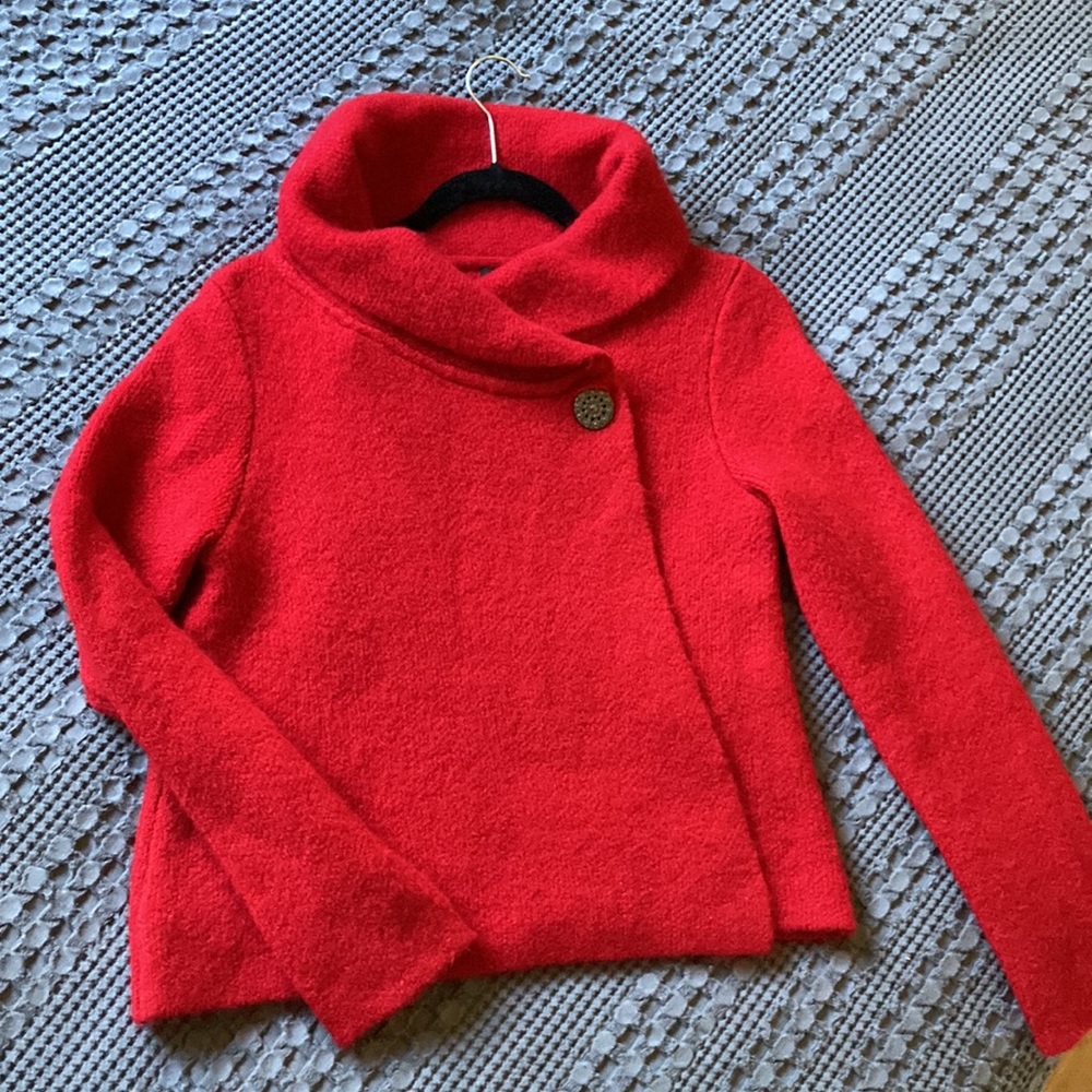 Shawl-neck wool-blend cardigan-jacket